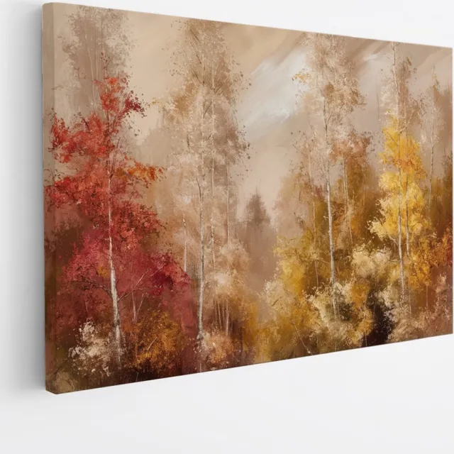Saammp Canvas Schilderij - Abstract bos - Landschap - Natuur - 60x40 - Foto op canvas - Wanddecoratie - Muurdecoratie Woonkamer - Slaapkamer decoratie - Canvas Print Multicolor