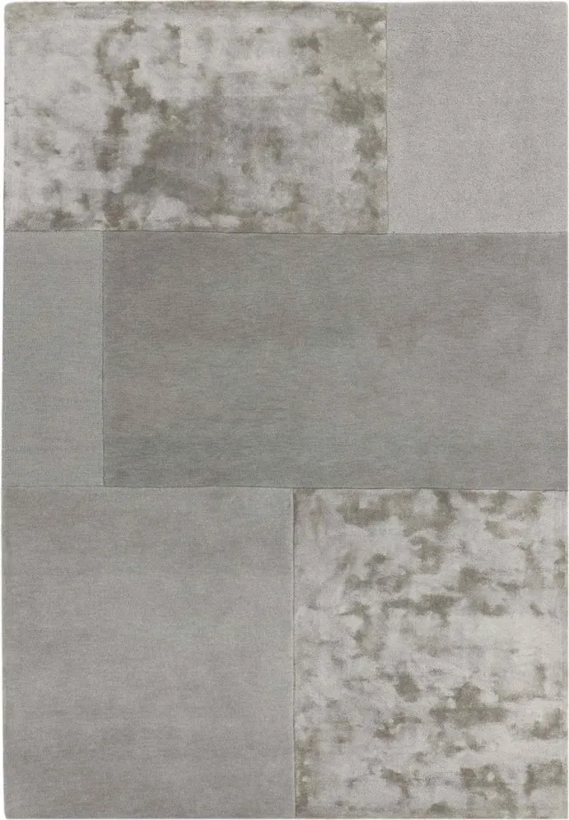 Eazy Living Easy Living - tate-tonal-textures-Rug-Silver Vloerkleed - 160x230 - Rechthoek - Laagpolig Tapijt - Modern - Grijs, Zilver
