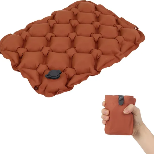 VHV Zitkussen - Lucht zitkussen - 5*34*44cm - Opblaasbaar luchtzitkussen - Draagbaar reiskussen voor drukontlasting bij kamperen - Op de bureaustoel - Tijdens lange vluchten - Opvouwbaar en lichtgewicht ontwerp - Bruin