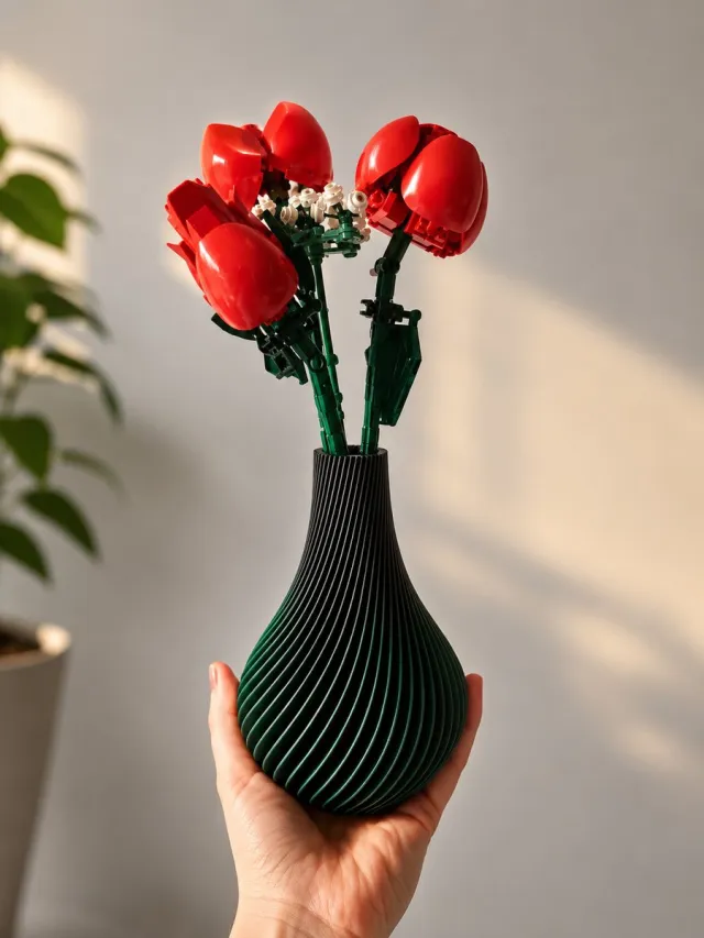 Kejsi3dprint Spiraalvormige vaas – 3D-geprinte bloemenvaas | Paars gedraaid ontwerp | Moderne woondecoratie