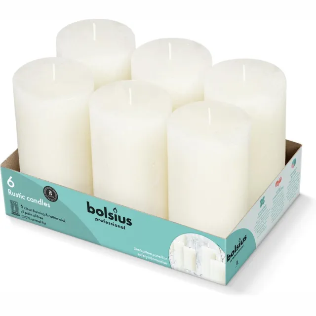 Bolsius Rustieke Stompkaarsen 130/68 - Soft Pearl - 6 stuks Meerdere kleuren