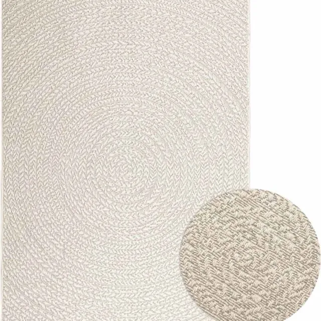 vidaXL Vloerkleed - ZIZUR - room - binnen - en - buiten - cm - jute - look crème