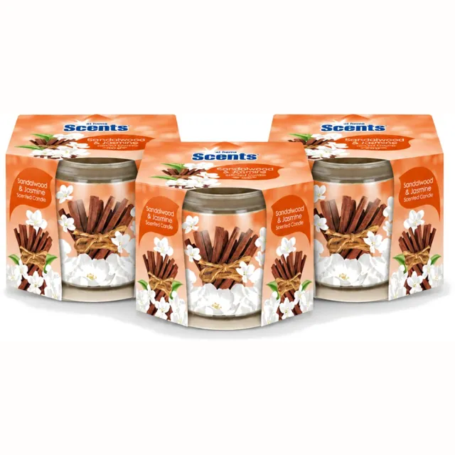 At Home 3 x At Home - Scents - Geurkaars - Sandalwood & Jasmin - 70 g - Voordeelverpakking - 3 stuks Bruin