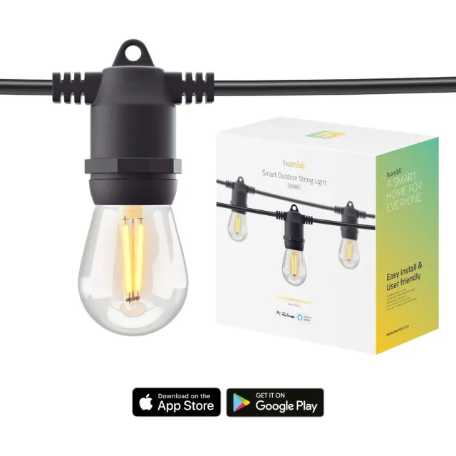 Hombli Lichtsnoer Buiten 5 m - Lichtsnoeren - Sfeerverlichting voor buiten - Weerbestending IP65 - Verlengbaar tot max 15 meter - 5 meter - Zwart