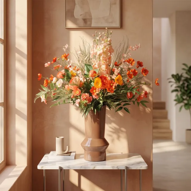 maxifleur Kunstplanten Kunstboeket Dolly Brentwood 100cm Zalm
