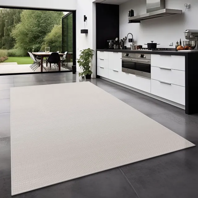 TT Home Tapijt Buiten Woonkamer Eetkamer Balkon Weerbestendig 80 x 150 cm Rechthoek 80 x 150 cm Rechthoek wit