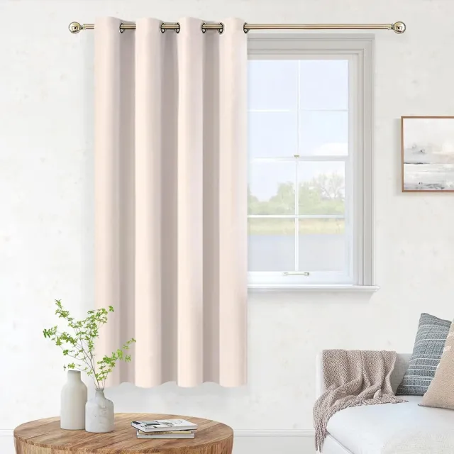 Famanu Korte ondoorzichtige gordijnen voor ramen - keuken - binnen - beige - verduisterend - met ogen - thermische gordijnen voor slaapkamer - voor koude woonkamer - moderne woonkamer - 140 x 160 cm - 1 paneel