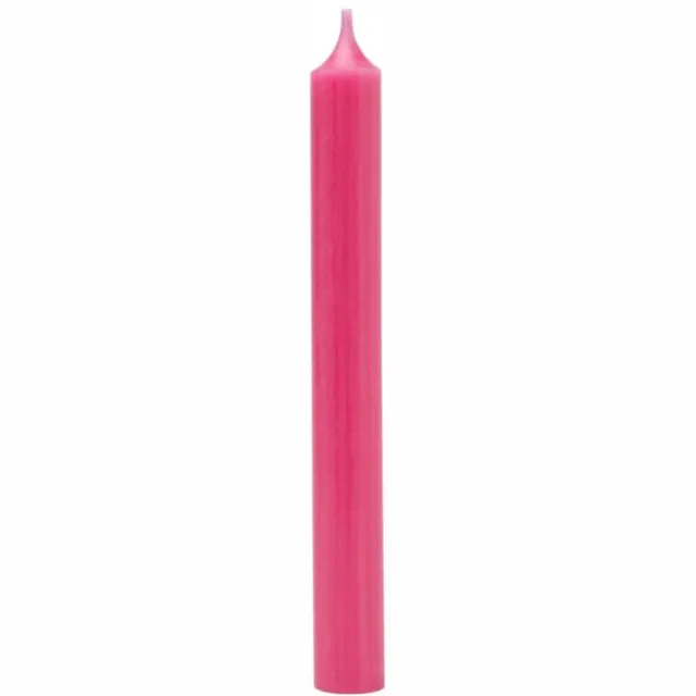 Branded by Dinerkaars 2,1 x 19,5 cm - Tray met 18 dinerkaarsen - Fuchsia – 6 Branduren – Paraffine – Ø 2,1 cm Neon Roze