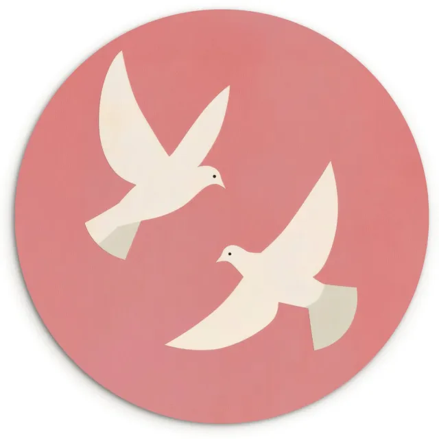 WallCircle Wandcirkel 120x120 cm - Muurcirkel Duiven - Wit - Sierlijk - Muurdecoratie woonkamer - Wanddecoratie slaapkamer - Kamer decoratie accessoires - Ronde schilderijen