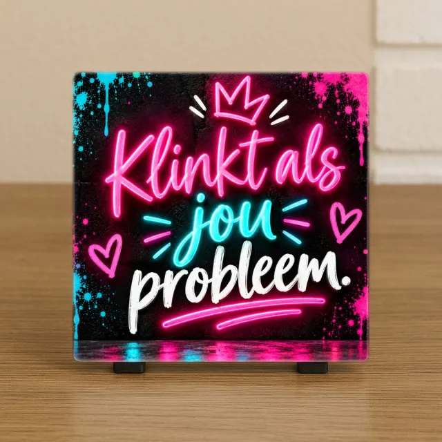 CreaCraft Wenstegeltje “Klinkt als jou probleem” – Tegeltje met tekst - Grappig - Cadeau voor familie, vriend, vriendin, collega of zomaar – Wenstegeltje - Brievenbuscadeau - CreaCraft