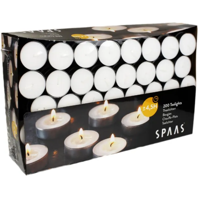 SPAAS Theelichten Wit 4,5 Branduren - 2 x 200 stuks - Voordeelverpakking