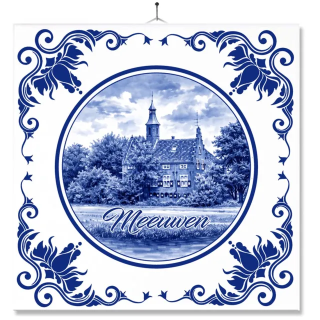 MC Living Tegel Met Opdruk | Meeuwen | Delft Blauw | Cadeau | Inclusief Geschenkdoos | Standaard | Ophangsysteem Ontwerp 3