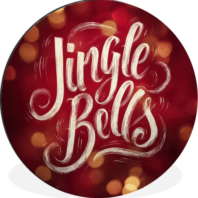 WallCircle Wandcirkel - Muurcirkel - Jingle - Bells - Kerst - Rood - Aluminium - Dibond - 120x120 cm - Binnen en Buiten