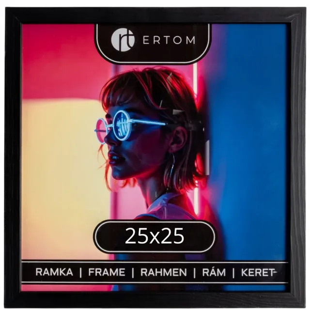 Ertom Houten Fotolijst 25x25cm Zwart Vierkant Glas