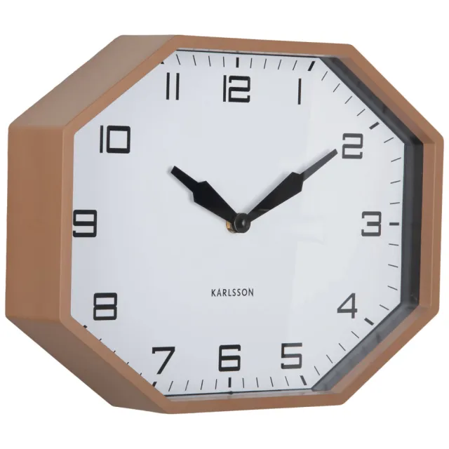 Karlsson Modern Factory Octagon wandklok bruin