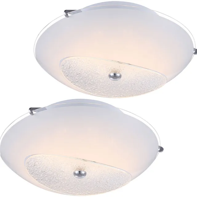 Globo Plafondlamp Woonkamerlamp Slaapkamerlamp, klassieke kristallen, helder chroom glas, 1x LED 8W 640Lm neutraal wit, DxH 25x8cm, set van 2