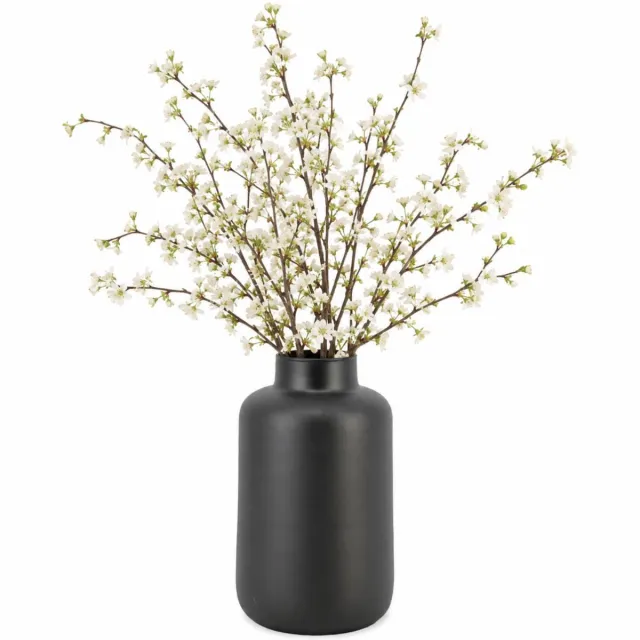Floran Design bloemenvaas Santiago - zwart - mat glas - 15 x 20 cm - glazen vazen