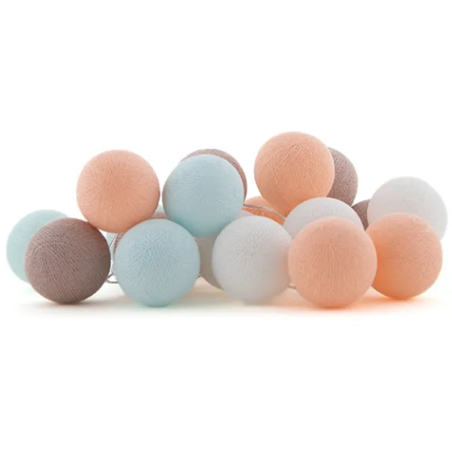 Cotton Ball Lights LED lichtslinger voor binnen - Handgemaakt en Fairtrade - 20 lampjes - Macaron
