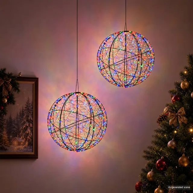 vidaXL Kerst Finial Licht 2 st 1000 LED's Meerkleurig Ø 40 x 42 cm