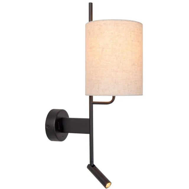 Lucide MAGIC - Wandlamp - 1xE27 - Met USB oplaadpunt - Zwart