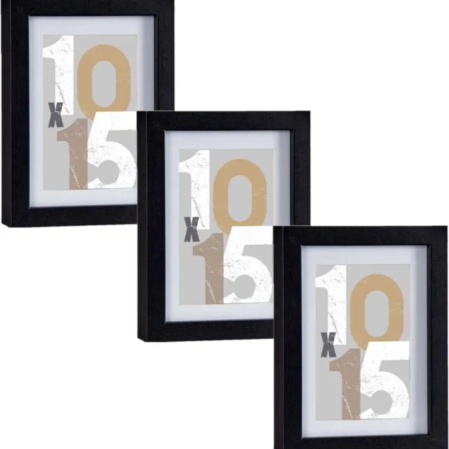 Arte r 3x stuks houten fotolijst - zwart - 13 x 18 cm - fotolijstje - met passe-partout - decoratie