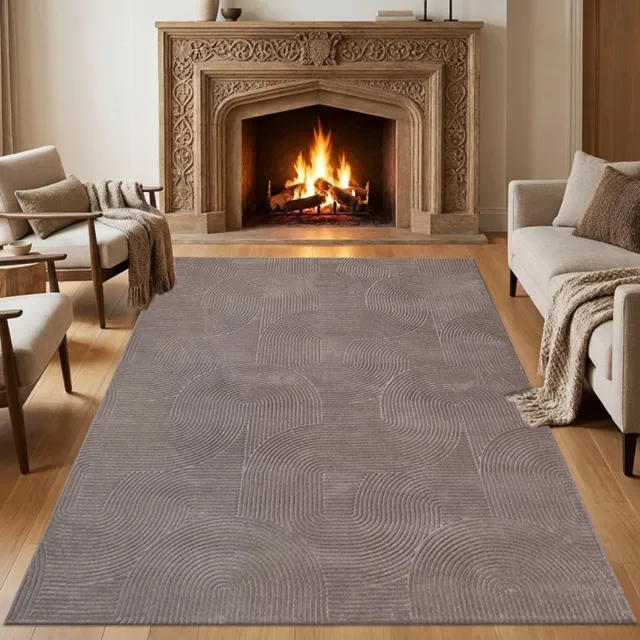 TapisTrend Designer tapijt Beige 300x400 cm Modern vloerkleed met in elkaar verweven bogen en verhoogde gebogen lijnen voor de woonkamer, slaapkamer en eetkamer
