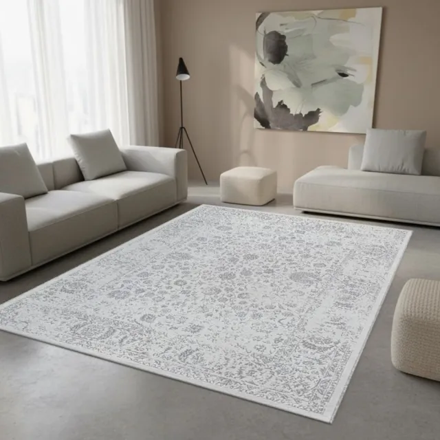 TapisTrend Designer tapijt Grijs 80x150 cm Vintage oosters met verweerde bloemenpatronen en decoratieve rand voor woonkamer en slaapkamer