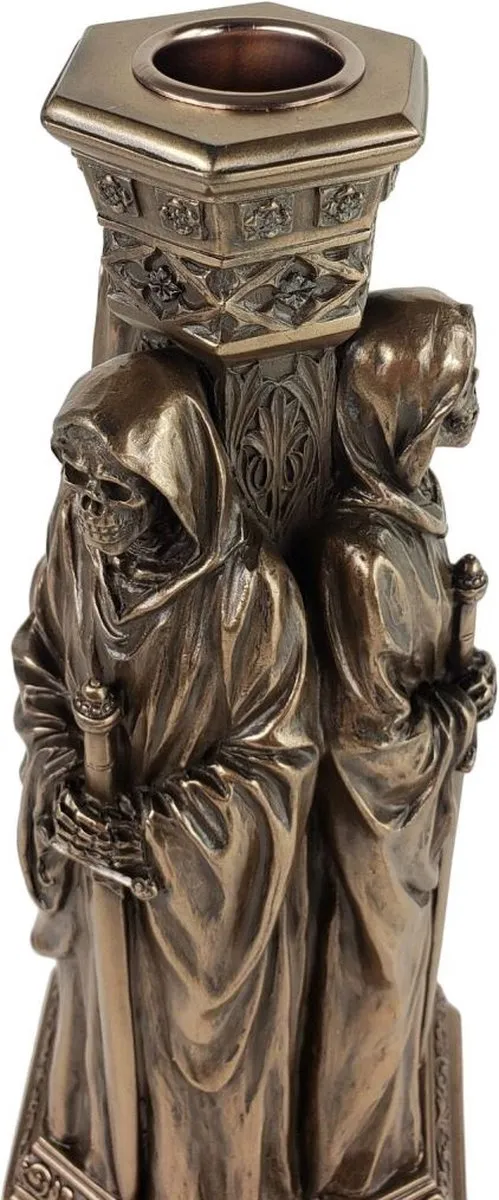Veronese Design Drie Reapers Kandelaar - Gebronsd - 21cm - Zeer gedetailleerd