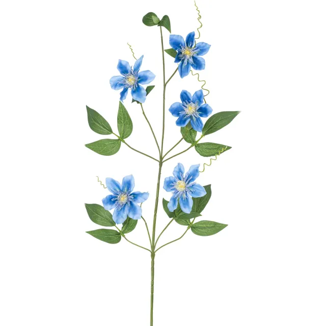 Easyplants Kunstbloem Clematis dubbel 82 cm blauw | Zijde | Nepbloemen | blauw | Onderhoudsvrij | Kant-en-klaar