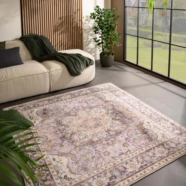 Heritaged Vintage buitenkleed vierkant - Valenca Fino paars/roze 115x115
