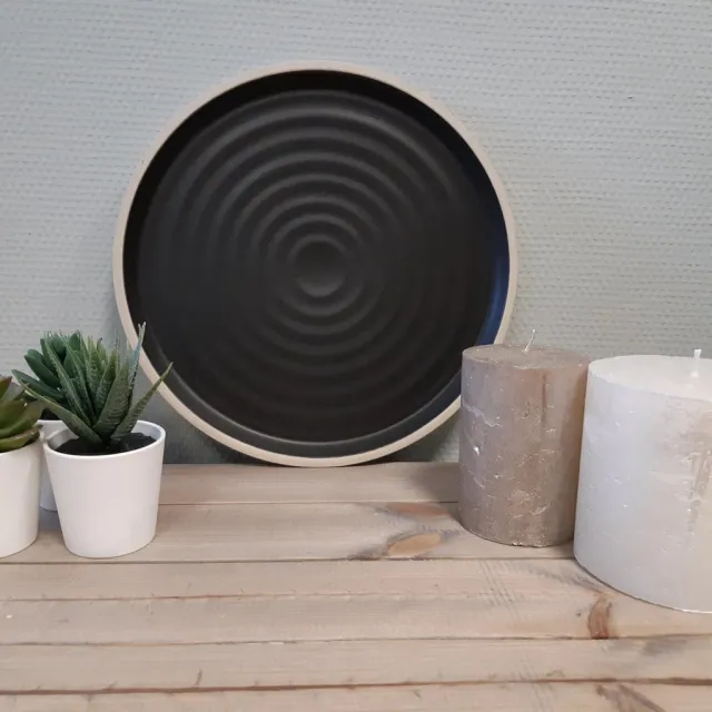 Branded by Kaarsenplateau keramiek black - grey zwart