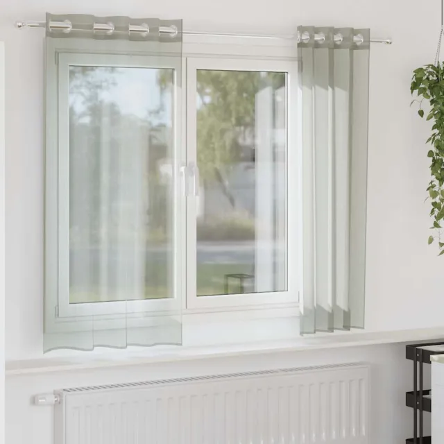 vidaXL Gordijnen voile met doorvoertules 2 st 140x175 cm lichtgrijs