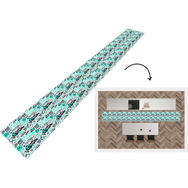 KitchenYeah Keukenloper - Keukenmat - Patronen - Voetbal - Sport - Keuken vloerkleed Multicolor