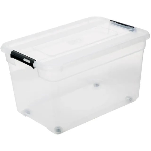 5Five® 5Five Opbergkist met deksel - Solutions Box - 52 liter - 58 x 39 x 34 cm - kunststof - transparant - met wielen