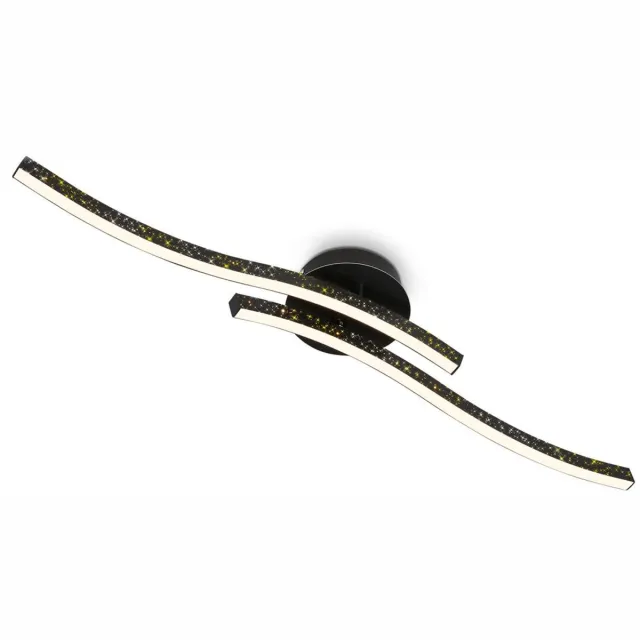 B.K.Licht Briloner - REY - Plafondlamp - Wandlamp - Glitter effect met laser gat optiek - 12W - 1400 lm - Warm wit - zwart