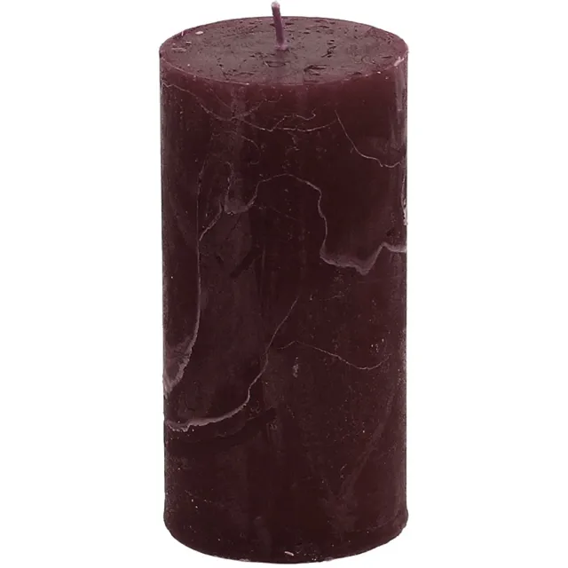 Viana Effen gekleurde kaarsen bordeaux 50x100mm 4st, 4 Stück Rood
