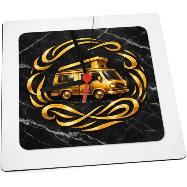 Mr Cadeautjes Klok 19 x 19 - design Een speelse motivatieprint met een donkere achtergrond en ee | cadeau Wit