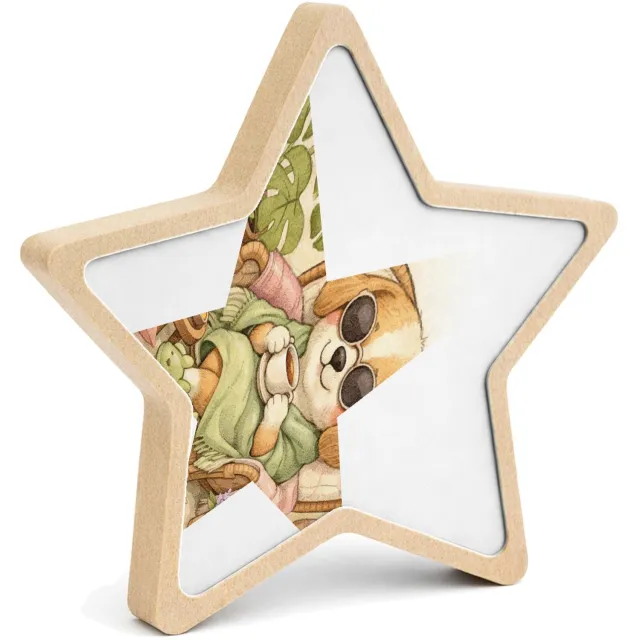 Mr Cadeautjes MDF fotolijst ster 14 x 13,5 - design Een rustige wellness-scène met een dierlijke hoofdfiguur voo | cadeau Wit