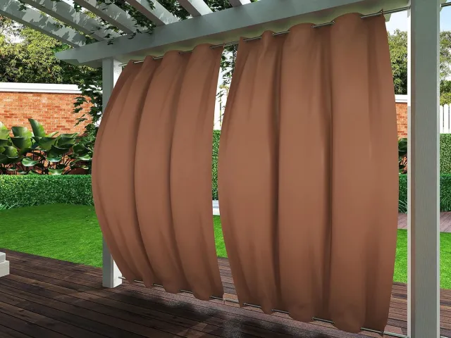 Ibenzoa Duurzame, Winddichte en Privacy Gordijnen - 132 x 305 cm - Bruin met Verduisterende Oogjes