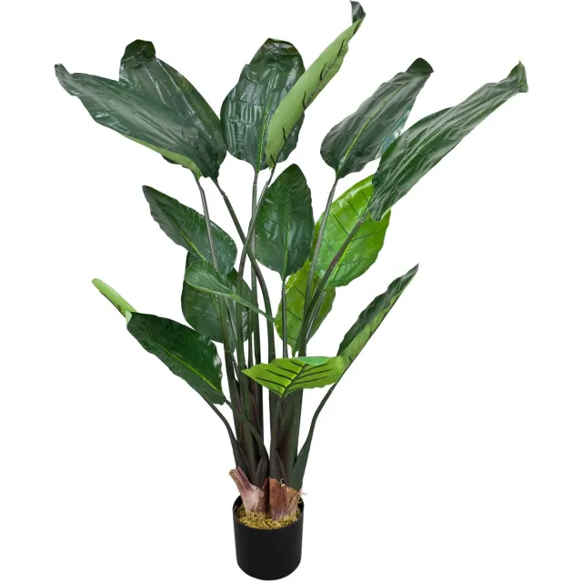Decovego Kunstplant Strelitzia (Paradijsvogel), 120 cm, Kamerdecoratie, Realistisch in Pot, Decovego Groen