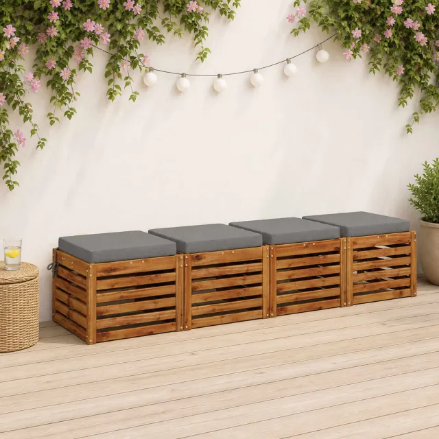 vidaXL Zitkussens SOEST 4 st 100% Polyester Grijs 40 x 40 x 7 cm