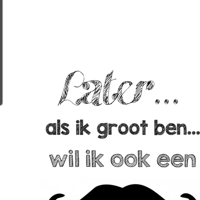 Blitzz label A4 poster - Snor - later als ik groot ben - babykamer decoratie - blitzz label Wit