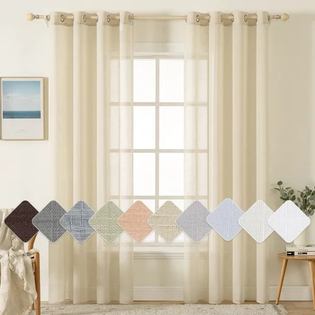 Unyqoos Stijlvolle Set van 2 Lichte Voilegordijnen met Luxe Linnenlook en Oogjes voor Woonkamer wit