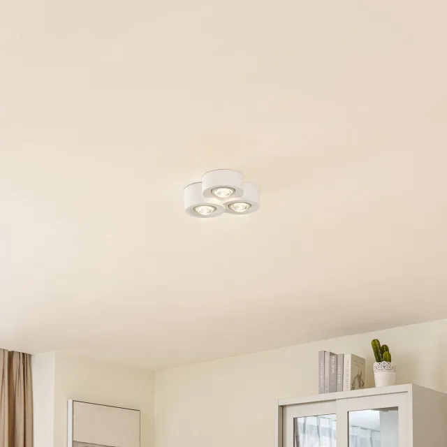 Lindby plafondlamp - 3lichts - Gips - H: 7.3 cm - GX53 - wit