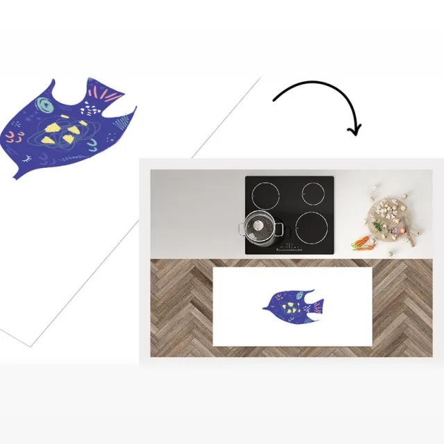 KitchenYeah Keukenloper - Loper keuken - Vis - Pastel - Paars - Keukenloper vinyl
