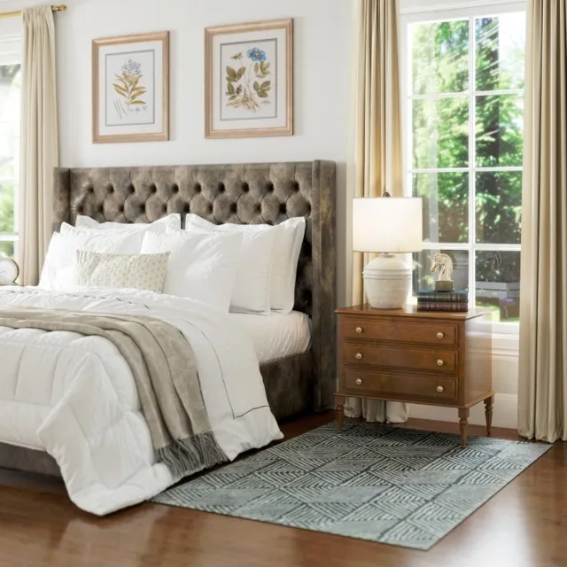 OKWISH Vloerkleed Wasbaar – 170 x 120 cm – Polypropyleen – Donkergrijs – Geometrisch Patroon voor Woonkamer en Slaapkamer – Zacht Getuft