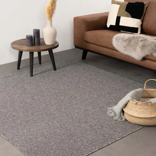 Tapeso Laagpolig vloerkleed vierkant - Lush grijs 160x160