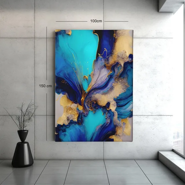 Trendex Global Canvas Schilderij - Abstract - Blauwe Marmer - 150x100x2 cm