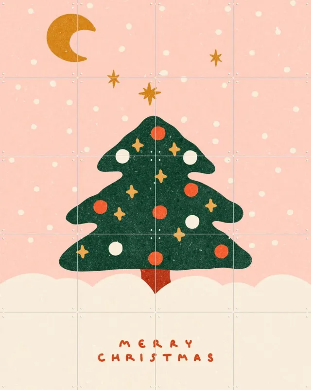 IXXI Christmas Tree, NKTN & Various - 80 x 100 cm - Grote wanddecoratie en posters Kerst, Winter Roze
