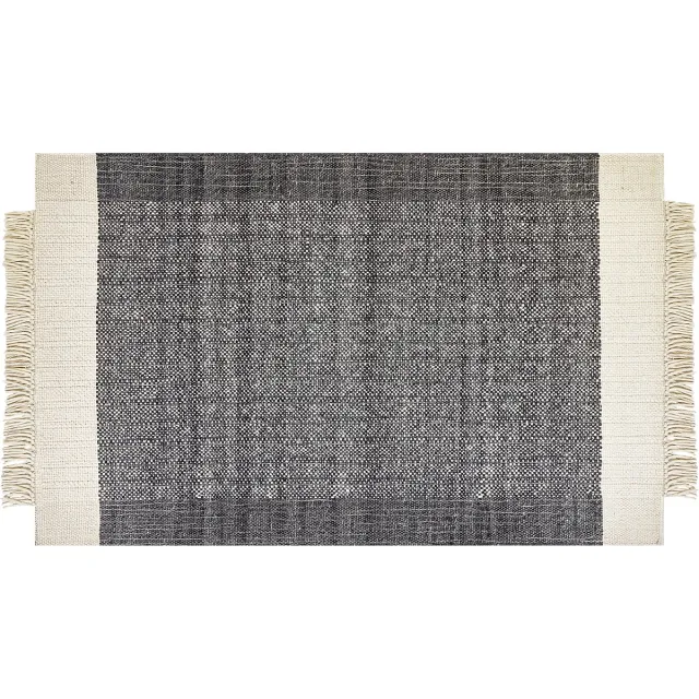 Beliani ATLANTI - Modern vloerkleed - Gebroken wit - 140 x 200 cm - Wol Zwart